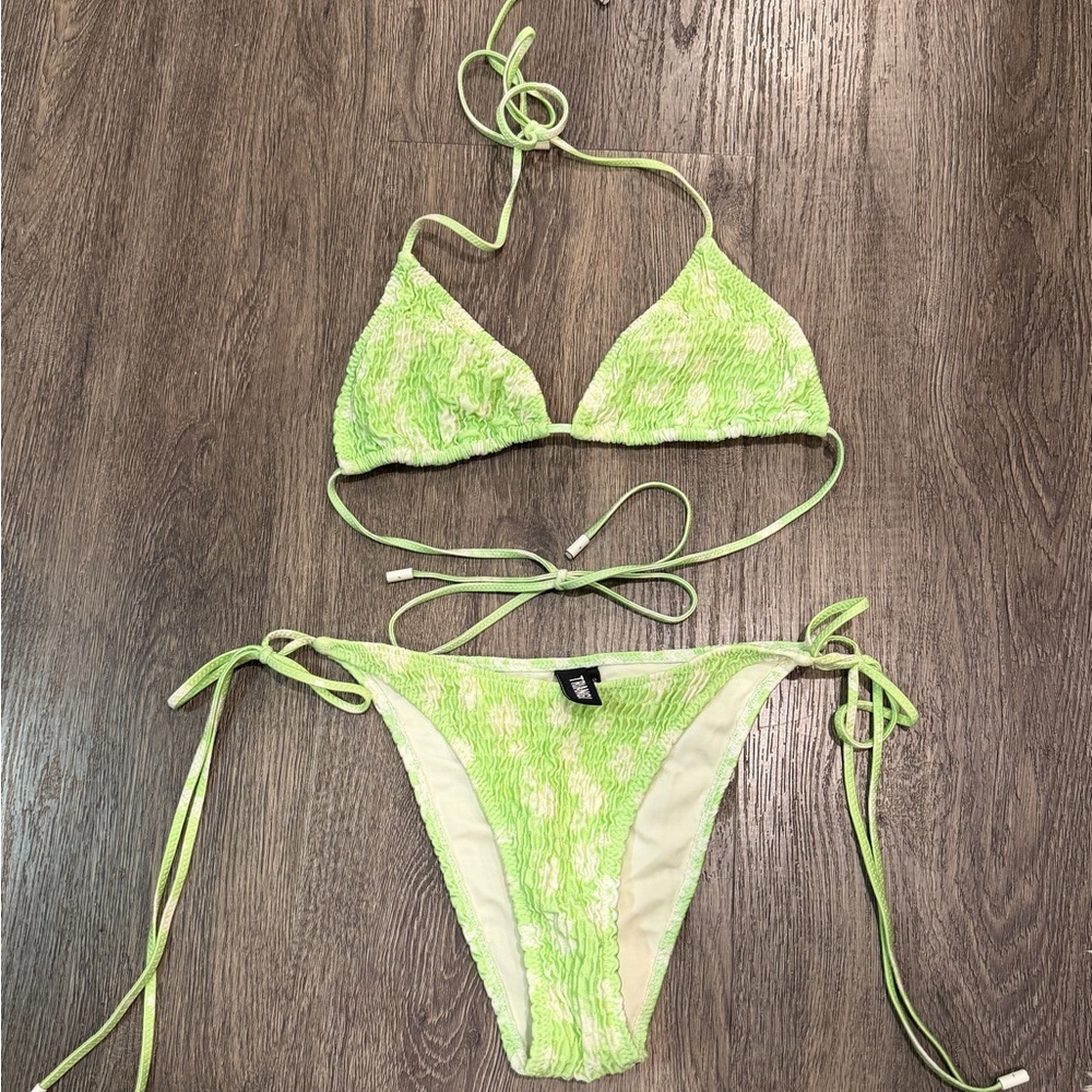 Triangl Green Textured Bikini Set